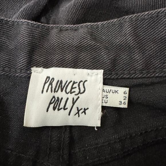 Princess Polly Jeans Women's Size 2 Black High Rise Mom Button Fly Cotton - Picture 5 of 8